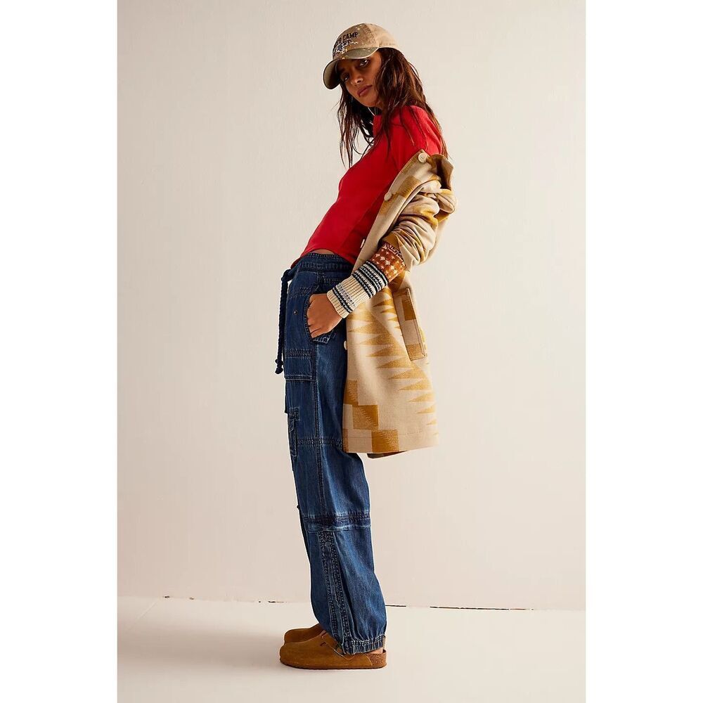 Free People Cozy Craft Cuff Top in Red Combo
